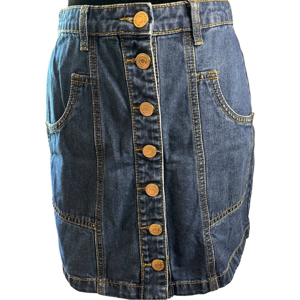 STRADIVARIUS Y2K Mini Button Front Denim Jean Skirt Sz 4 $79